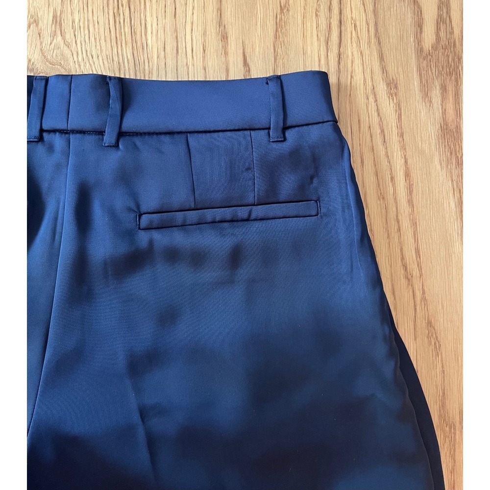 Banana Republic Pleated Wide Leg Trousers Women Size 6P Navy Blue Quiet Luxury - Picture 3 of 9